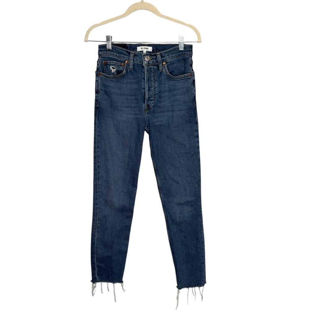 Re/Done 90s High Rise Ankle Crop Jean in Dark Stone